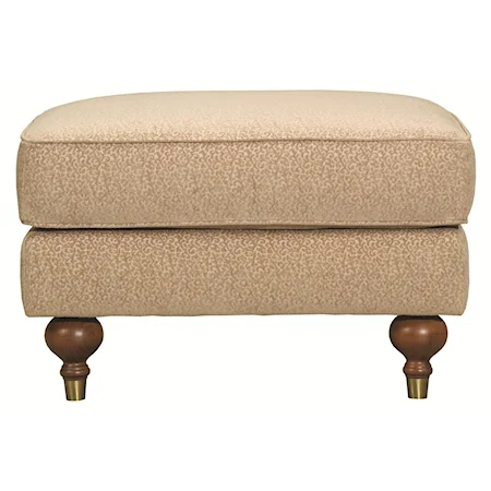 Transitional Raymond Ottoman with Turned Legs and Metal Ferrules